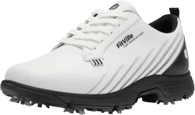 FitVille Wide Mens Golf Shoes Waterproof Lightweight Golf Shoes Men Spiked Extra Cushioning for Flat Feet Arch Support Heel Pain Relief