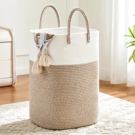 Laundry Basket,Woven Cotton Rope Laundry Hamper Sorters,100L Versatile Storage for Dirty Clothes,Baby Toys,and Blankets in Bathroom, Nursery,and Living Room