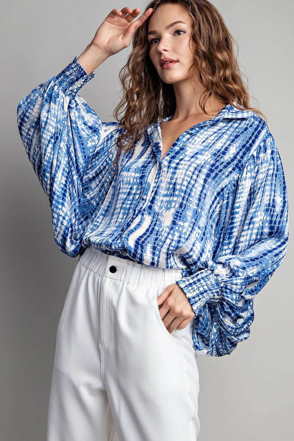 Stylish Bubble Sleeve Blouse