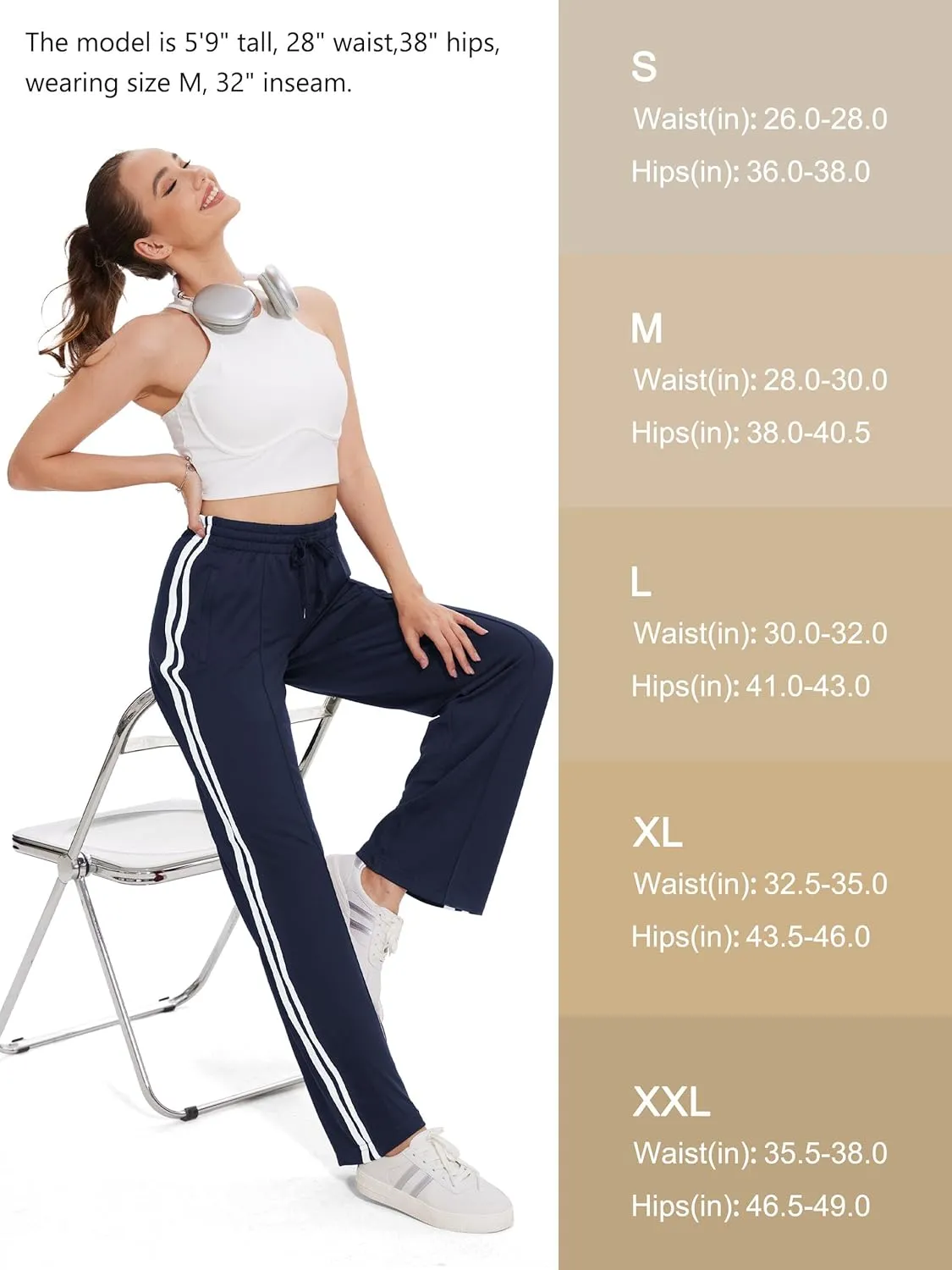Tapata Women's 28/30/32/34 Inseam Track Pants Loose Straight Leg Jogging Sweatpants Warm-Up Sports Athletic Running